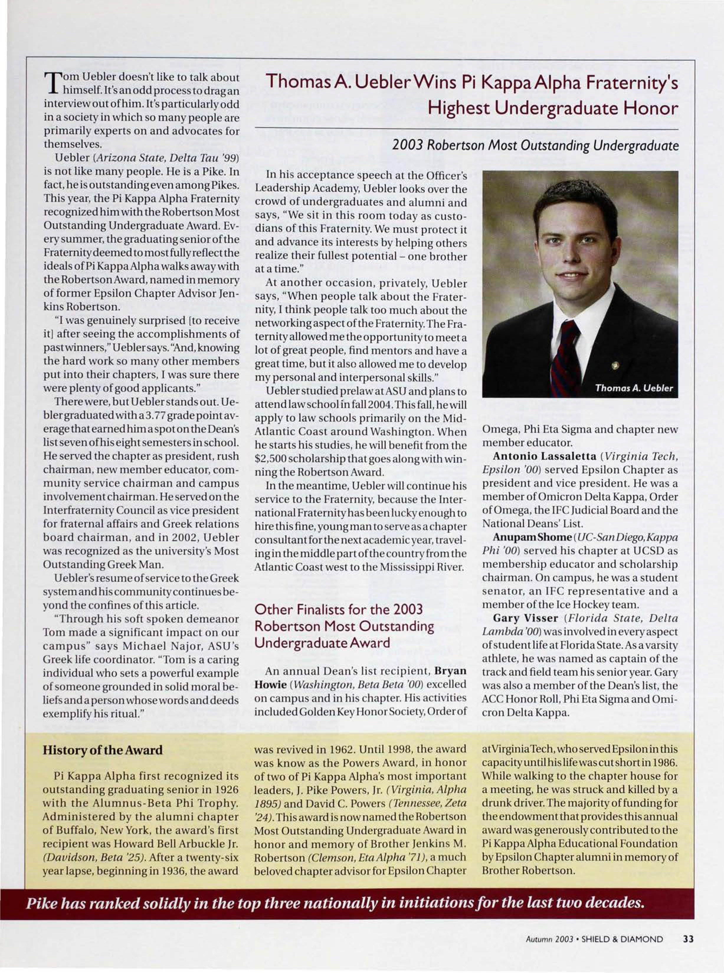 History Of The Award